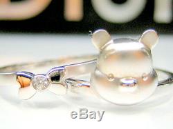 Sz 8 or 9 AUTH DISNEY WINNIE THE POOH BEAR 2-PC STERLING PLATINUM RING