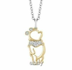 Teddy Bear Winnie the Pooh Pendant 18 Necklace 14K Two Tone Gold Over Silver