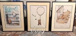Three Vintage Walt Disney 26 X 20 Framed Art ClassicsWinnie The Pooh