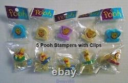 VERY CUTE & HTF! Disney WINNIE THE POOH Lot of 11 Stamper/Clip Sets! All NEW