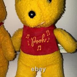 VINTAGE Winnie the Pooh 12 Plush Disneyland California Stuffed Lot of 2 Music