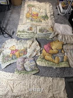 VTG Disney Classic WINNIE THE POOH Crib Bedding 9 pc Set Quilt Sheet Decor