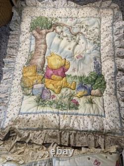 VTG Disney Classic WINNIE THE POOH Crib Bedding 9 pc Set Quilt Sheet Decor