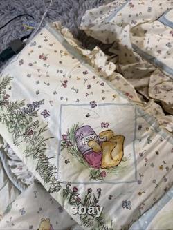 VTG Disney Classic WINNIE THE POOH Crib Bedding 9 pc Set Quilt Sheet Decor