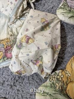 VTG Disney Classic WINNIE THE POOH Crib Bedding 9 pc Set Quilt Sheet Decor