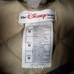 VTG Disney Store Winnie The Pooh Varsity Jean Denim Jacket Coat Hoodie 90s SZ M