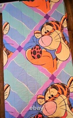VTG Disney Winnie The Pooh Tigger Ladybug Full Queen Reversible Comforter 80X80