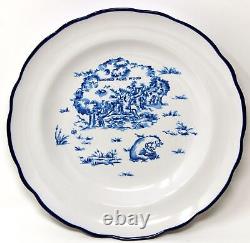 VTG Disney Winnie the Pooh Blue Toile Dinnerware Salad Bowl 4 Pieces Stoneware