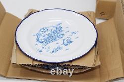 VTG Disney Winnie the Pooh Blue Toile Dinnerware Salad Bowl 4 Pieces Stoneware