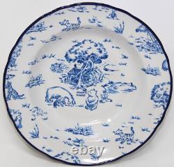 VTG Disney Winnie the Pooh Blue Toile Dinnerware Soup Bowl 4 Piece Set Stoneware