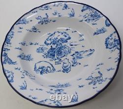 VTG Disney Winnie the Pooh Blue Toile Dinnerware Soup Bowl 4 Piece Set Stoneware