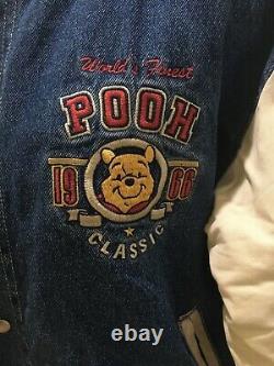 VTG Disneyland 1966 Winnie The Pooh & Friends Denim Varsity Jacket Unisex Med