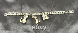 VTG Limited Edition Disney Eeyore, Roo, Rabbit Sterling Silver 3D Charm Bracelet