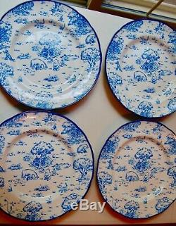 Very Rare Winnie the Pooh Blue 100 Acre Wood Stoneware 16 piece Dinnerware Set