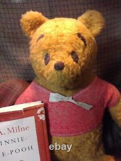 Vintage 1950's Winnie The Pooh Teddy Bear, with Vintage A. A. Milne PooBear Book