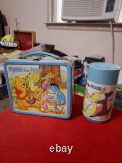 Vintage 1976 Disney Winnie the Pooh Metal Lunchbox with Thermos Aladdin