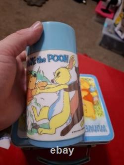 Vintage 1976 Disney Winnie the Pooh Metal Lunchbox with Thermos Aladdin