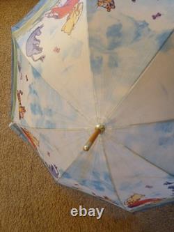Vintage 1992 Disney Winnie The Pooh Umbrella Wood Handle Tigger Piglet Robin