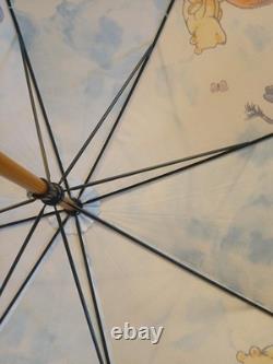 Vintage 1992 Disney Winnie The Pooh Umbrella Wood Handle Tigger Piglet Robin