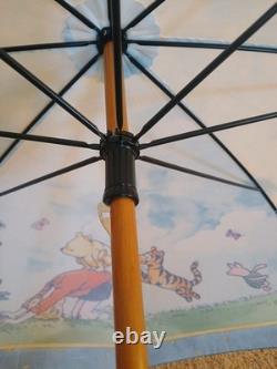 Vintage 1992 Disney Winnie The Pooh Umbrella Wood Handle Tigger Piglet Robin
