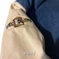 Vintage 90s Disney Eeyore Hooded Denim Varsity Jacket Mens Large Embroidered