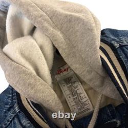 Vintage 90s Disney Eeyore Hooded Denim Varsity Jacket Mens Large Embroidered
