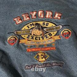 Vintage 90s Disney Eeyore Hooded Denim Varsity Jacket Mens Large Embroidered