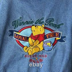 Vintage 90s Disney Winnie The Pooh Denim Varsity Bomber Jacket