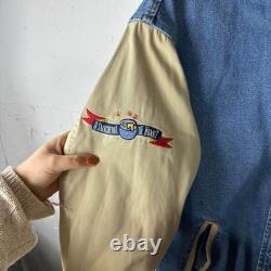 Vintage 90s Disney Winnie The Pooh Denim Varsity Bomber Jacket