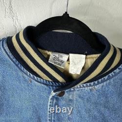 Vintage 90s Disney Winnie The Pooh Denim Varsity Bomber Jacket