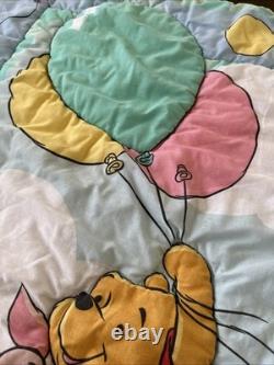 Vintage 90s Disney Winnie the Pooh Piglet Balloon Nursery Blanket Kids 100 Acre