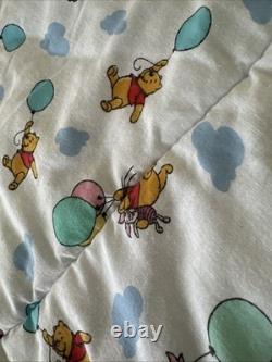 Vintage 90s Disney Winnie the Pooh Piglet Balloon Nursery Blanket Kids 100 Acre