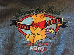 Vintage 90s Disney Winnie the Pooh Unisex Denim Button Jacket -Removable Hood
