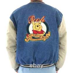 Vintage 90s Unisex Winnie The Pooh Denim Varsity Jacket