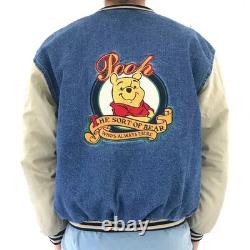 Vintage 90s Unisex Winnie The Pooh Denim Varsity Jacket Hot Pick
