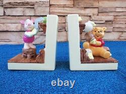 Vintage Ceramic Winnie the Pooh and Piglet Weighted Bookends Disney Japan