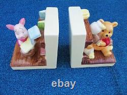 Vintage Ceramic Winnie the Pooh and Piglet Weighted Bookends Disney Japan
