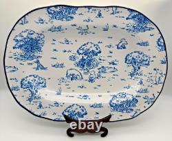 Vintage Classic Pooh Blue Toile Serving Platter Disney Retired