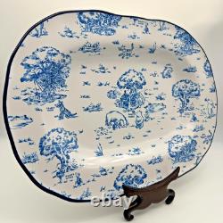 Vintage Classic Pooh Blue Toile Serving Platter Disney Retired