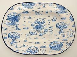Vintage Classic Pooh Blue Toile Serving Platter Disney Retired