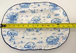 Vintage Classic Pooh Blue Toile Serving Platter Disney Retired