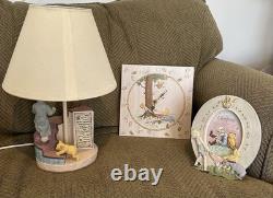 Vintage Classic Pooh Nursery Set-Charpente Lamp, Clock & Frame-Storybook Style