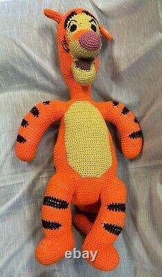 Vintage Crocheted Winnie the Pooh 22, Tigger 36, Piglet 22, Eeyore 19 Plush