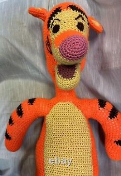 Vintage Crocheted Winnie the Pooh 22, Tigger 36, Piglet 22, Eeyore 19 Plush