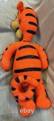 Vintage Crocheted Winnie the Pooh 22, Tigger 36, Piglet 22, Eeyore 19 Plush