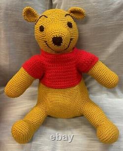 Vintage Crocheted Winnie the Pooh 22, Tigger 36, Piglet 22, Eeyore 19 Plush