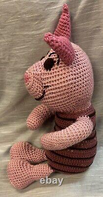 Vintage Crocheted Winnie the Pooh 22, Tigger 36, Piglet 22, Eeyore 19 Plush