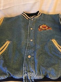 Vintage Disney Store Winnie The Pooh Varsity Jacket Bomber Denim No Hood Size S