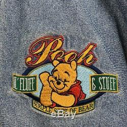 Vintage Disney Store Winnie The Pooh Varsity Jacket Bomber Denim No Hood Small