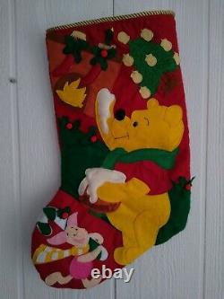Vintage Disney WINNIE THE POOH Felt Christmas Stocking Applique 3D 22 Large